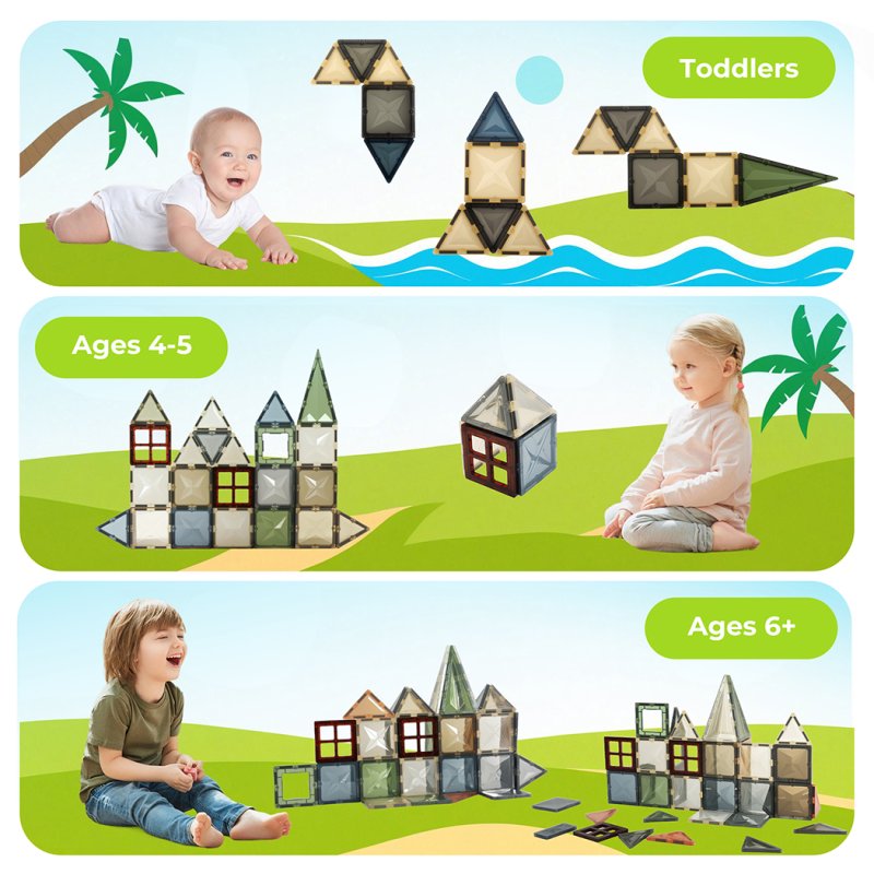 Dekko Magnetic Tiles 60PC for Kids Building Blocks Construction Fun Activity Kit