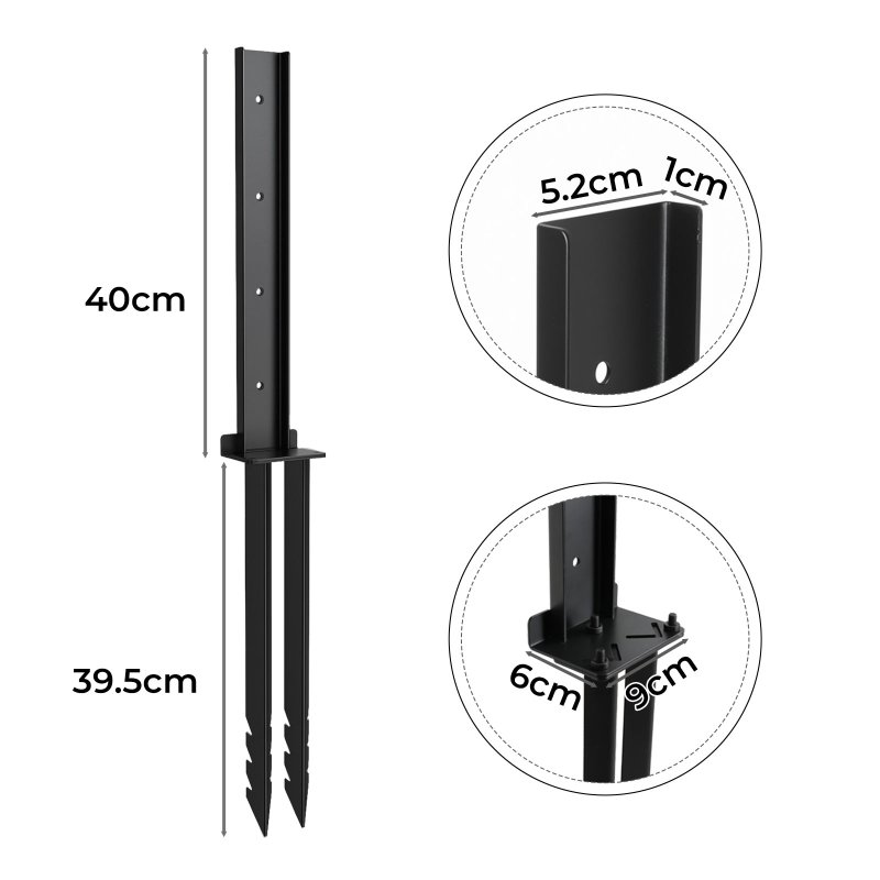 Traderight Fence Post Repair Stakes Kit Powder-Coated Metal Garden Fence Support