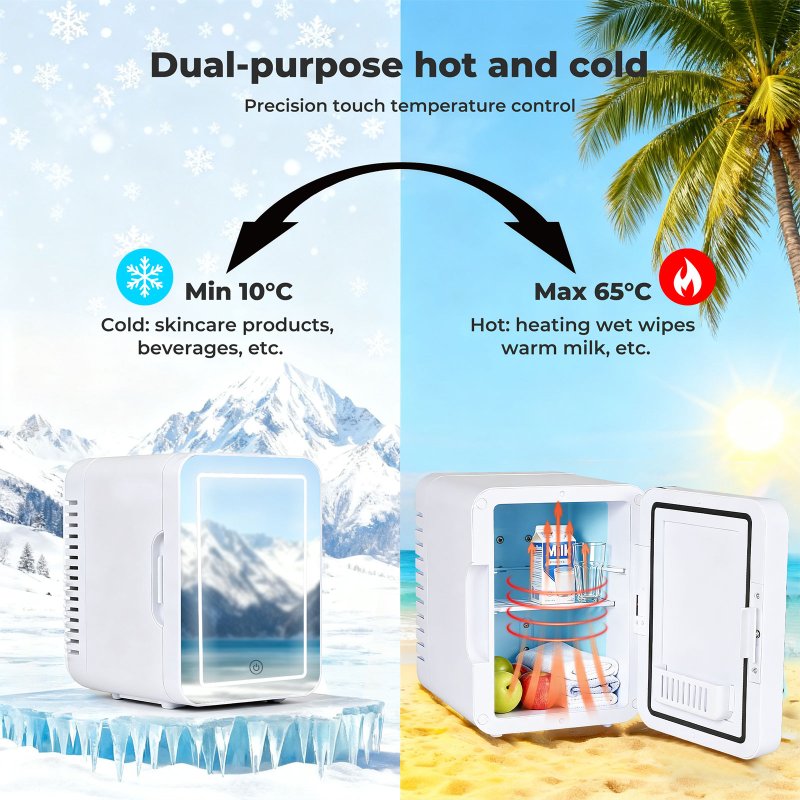 Spector Mini Fridge 5L Portable Cooler Warmer with Mirror for Bedroom Office Car