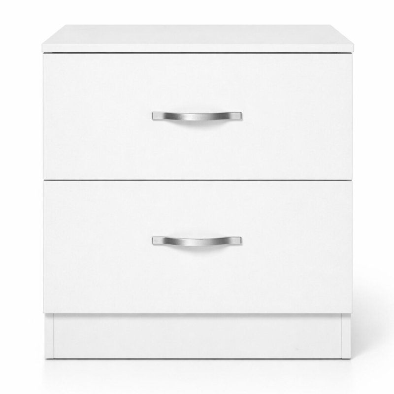 Levede Bedside Table With 2 Drawer Metal Handles Runners White Bedroom Cabinet
