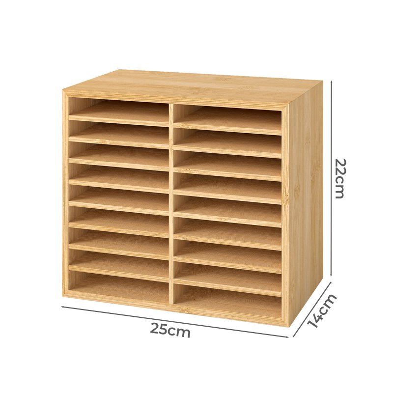 Levede Marker Pen Storage Bamboo 18 Compartment Desk Organiser Craft Stationary
