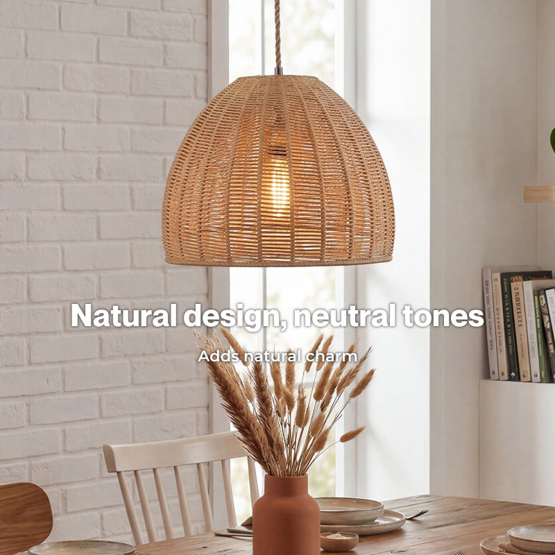 Emitto Ceiling Light Shade Pendant Woven Lampshade Natural Lightshade Easy Fit