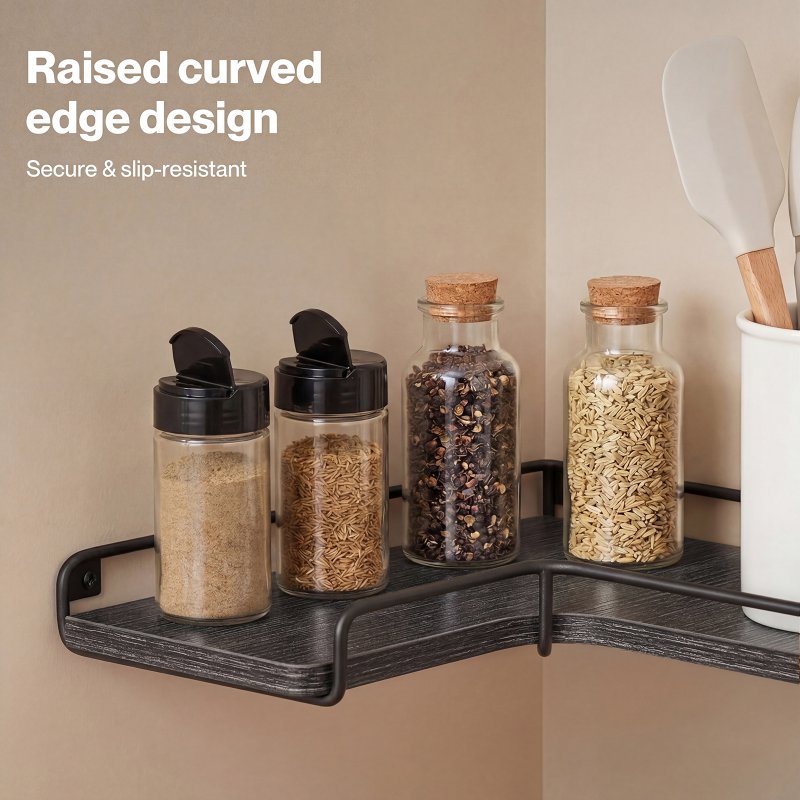 Levede Floating Shelves Set of 2 L-Shaped Corner Shelves Wall Mounted Black
