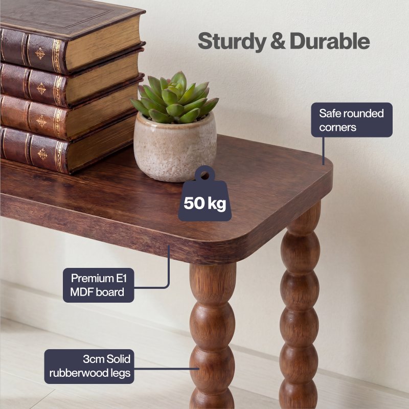 Levede Narrow Side Table 2 Tier Storage MDF End Table Rubber Wood Legs Brown