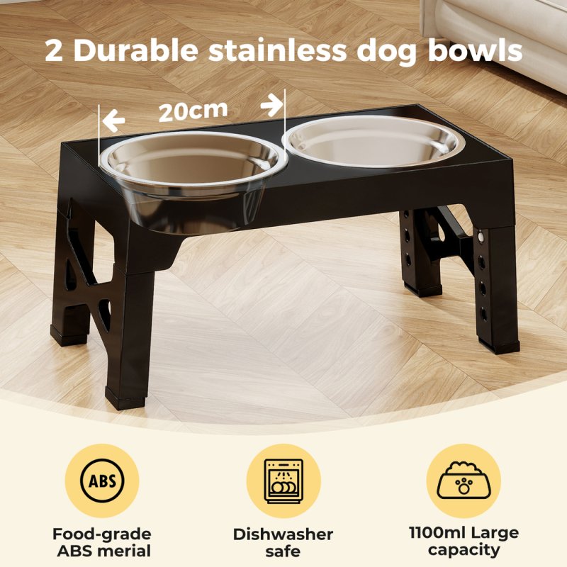 Skylos Elevated Dog Bowls 2 Stainless Steel Bowls and 1 Slow Feeder Bowl