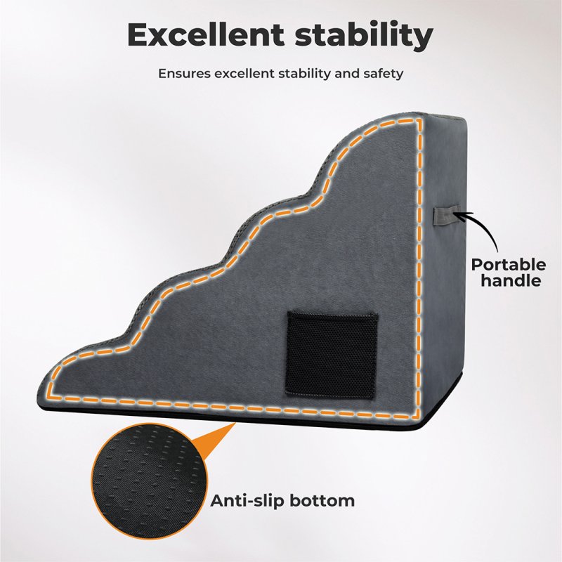 Skylos 4-Step Pet Stairs for Bed Sofa High Density Foam Dog Ramp Non-Slip Ladder