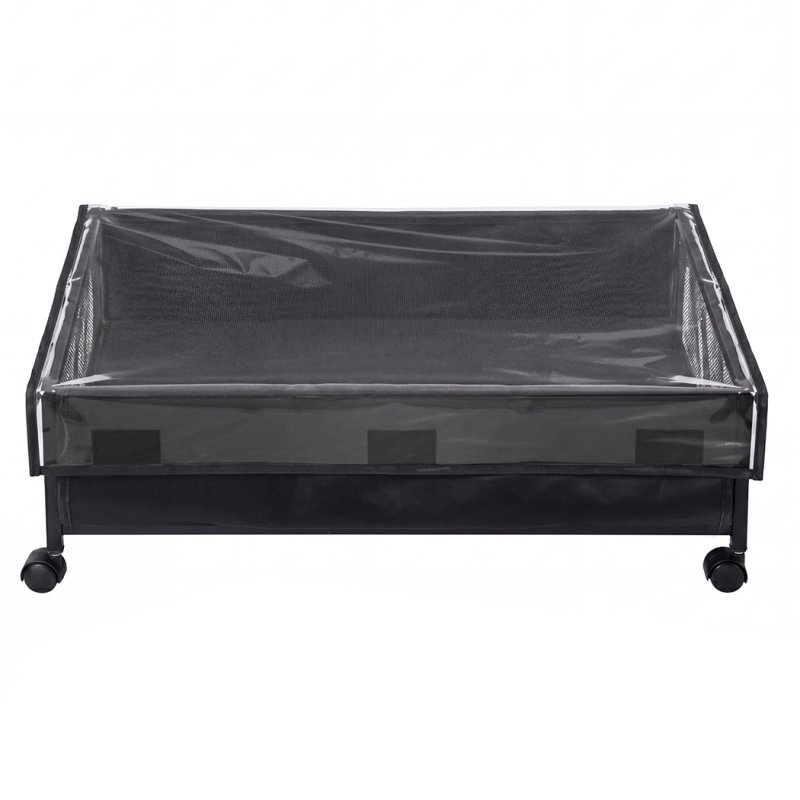 Levede Under Bed Storage Box with Lid Wheels,48L ,Metal Frame,Black