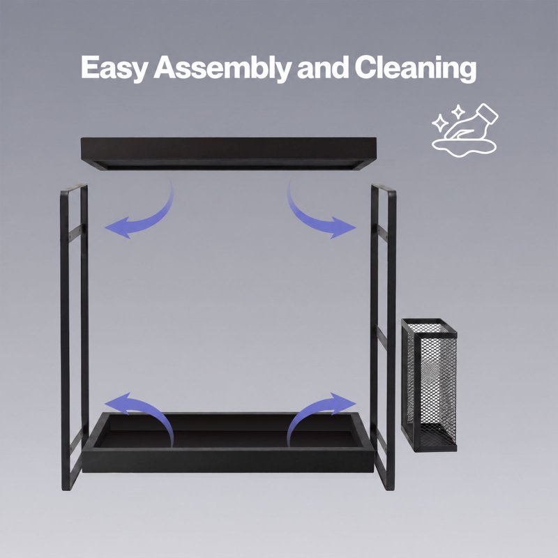 Levede Bathroom Organiser Countertop 2 Tier Perfume Skincare Storage Shelf Black