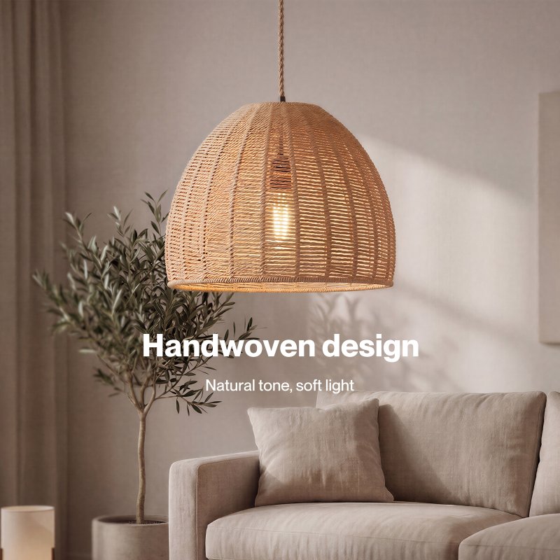 Emitto Ceiling Light Shade Pendant Woven Lampshade Natural Lightshade Easy Fit