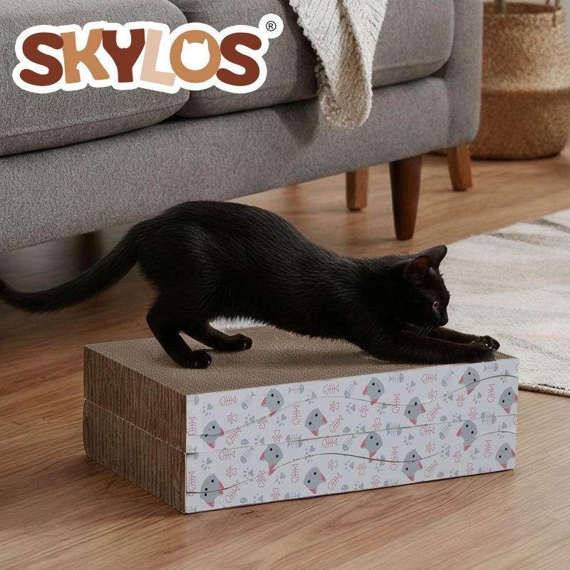 Skylos 4PCS Cat Scratching Board Cardboard Cat Scratcher Scratching Pad Lounge