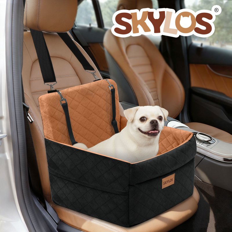 Skylos Dog Booster Car Seat Portable Travel Carrier Bed Basket Pet Puppy Brown