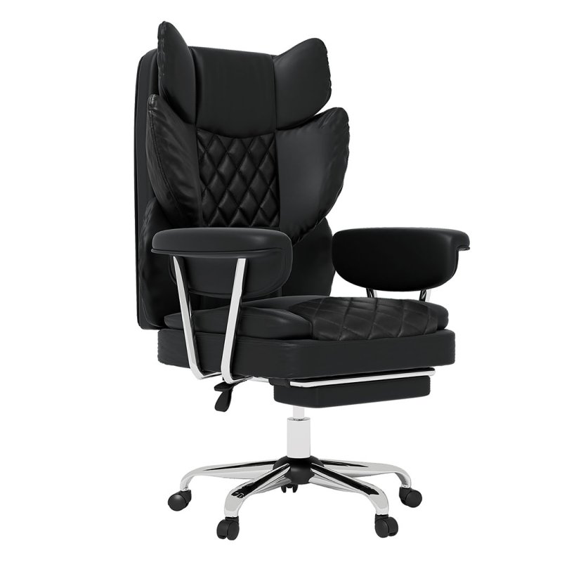 Levede Office Desk Chair Big and Tall for Heavy People with Footrest PU Black
