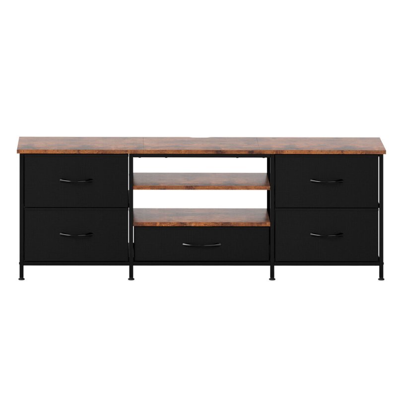 Levede TV Stand Cabinet Entertainment Unit Stand 140cm 5 Drawers Storage Shelves