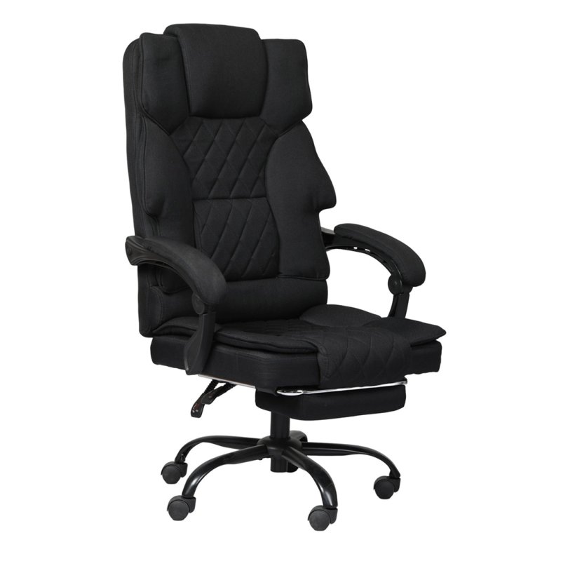 Levede Office Chair with Footrest Linen Fabric High Back Swivel 135?? Reclining