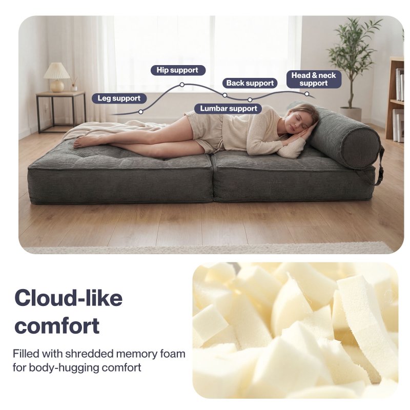 Levede Sofa Bed Convertible Boneless Floor Mattress Single Lightweight Portable