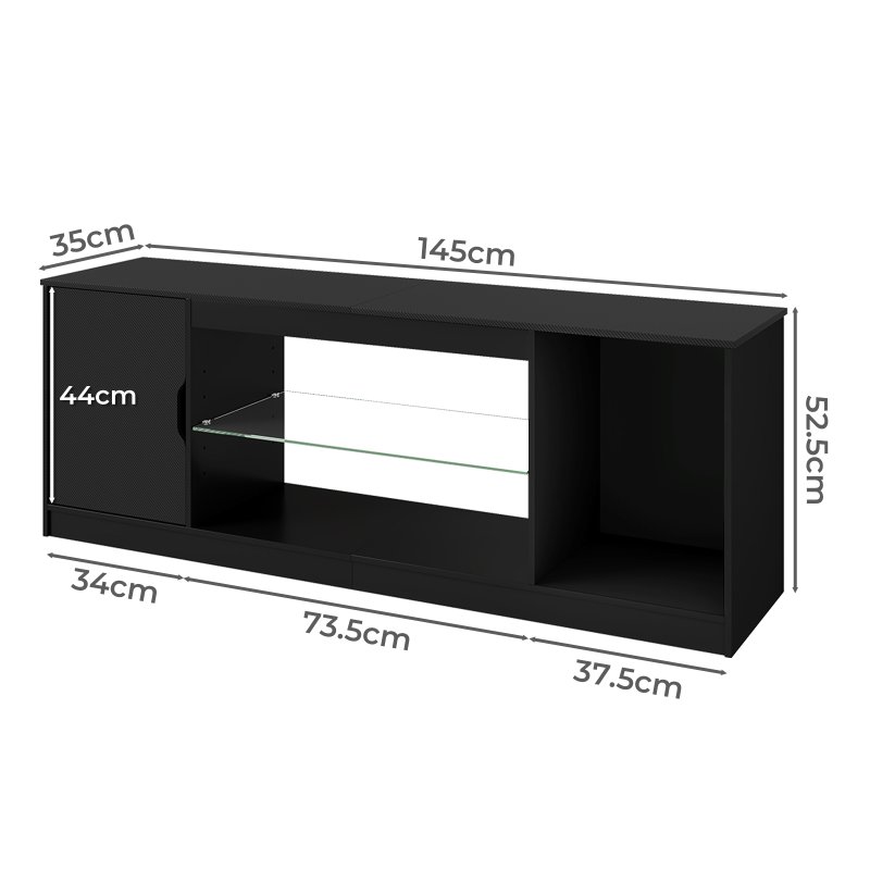 Levede TV Stand Entertainment Unit TV Cabinet Stand Storage with LED 140cm Black
