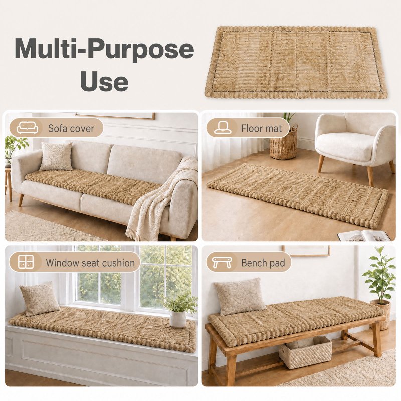 Marlow Corduroy Sofa Cover Pet Friendly Non Slip Washable 70 x 150cm Light Camel