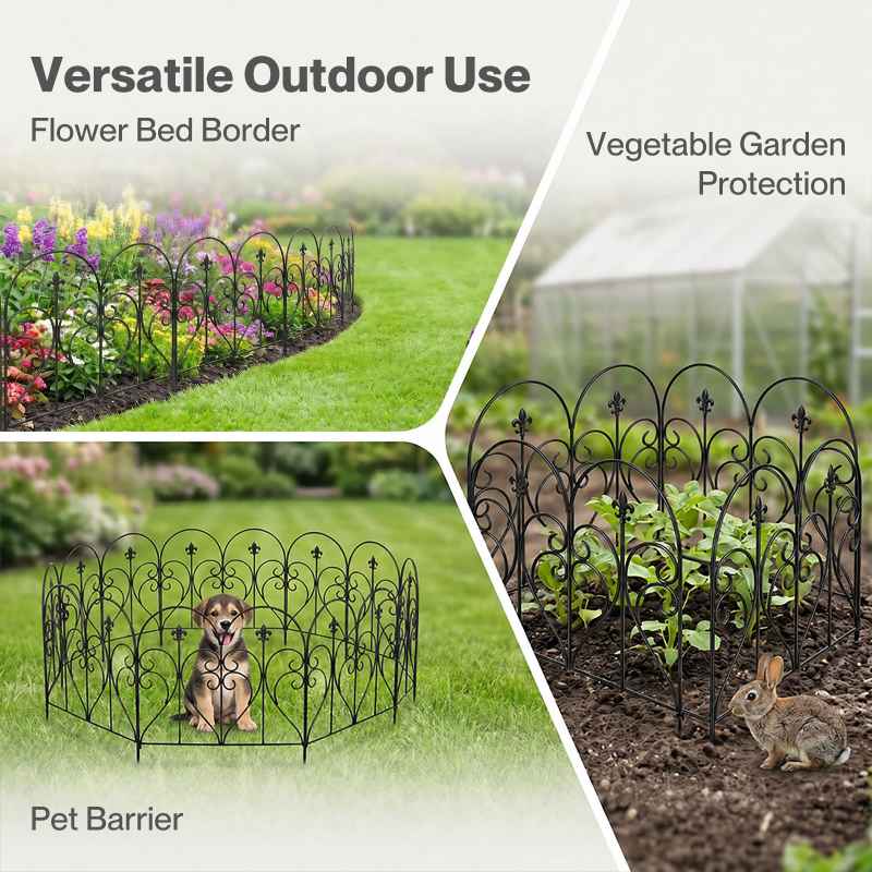 Mountview Fence Dog Fence Outdoor Garden Fence 5Pc Rustproof Steel Yard Black