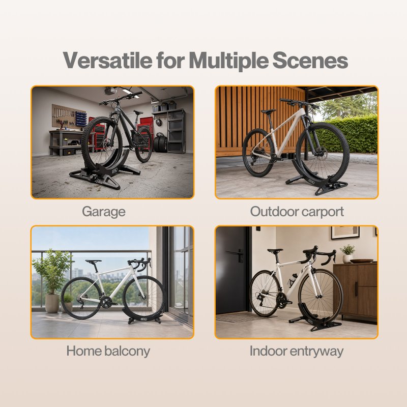 MONVELO Bike Stand Floor Rack Adjustable ABS For Mountain Bikes Garage Black