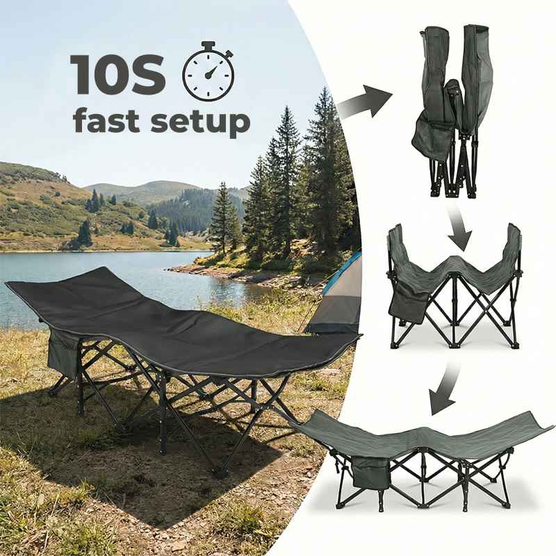 Levede Camping Cot Heavy Duty Travel Folding Camping Bed with Mattress Portable