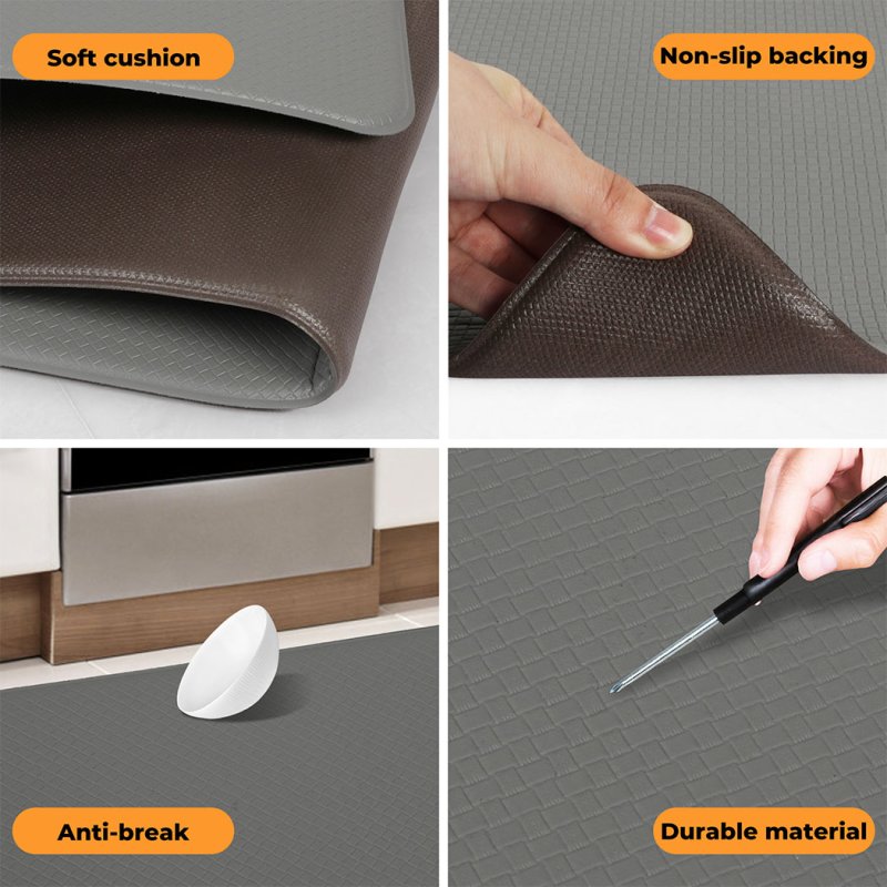 Marlow Kitchen Mat 2Pcs Non Slip Woven Rubber Floor Mat Absorbent Runner Grey