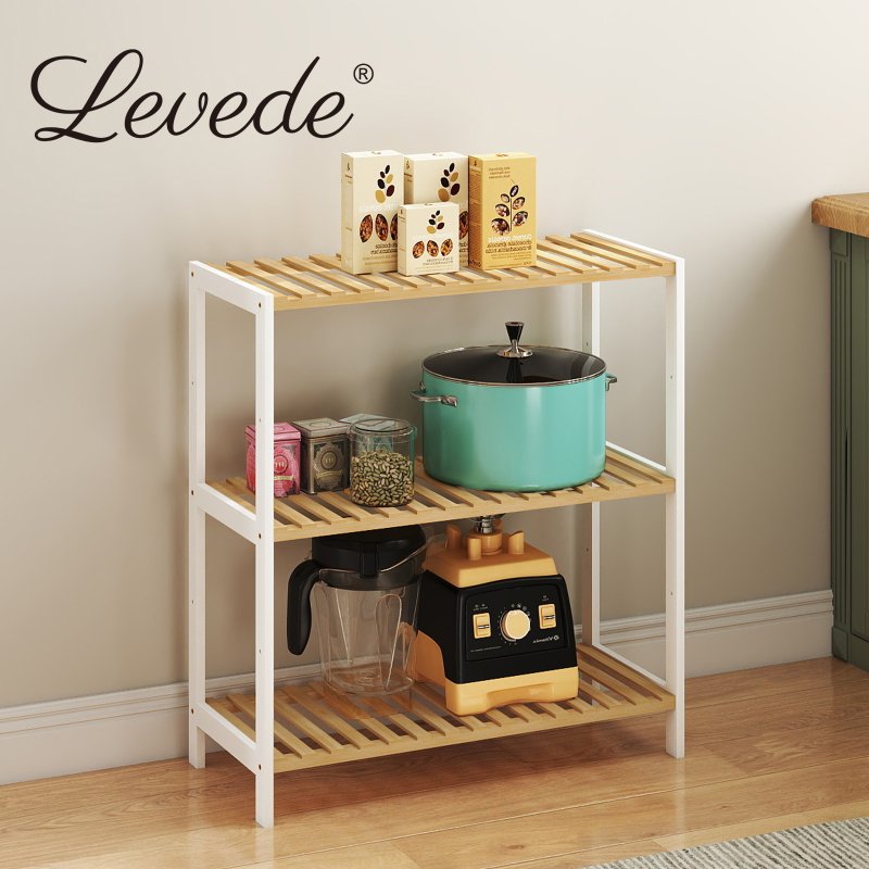 Levede Bamboo Storage Shelf 3-Tier Organiser Shelving Unit Stand Shoe Rack