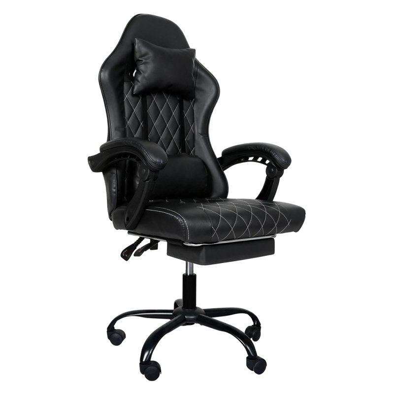 Levede Office Desk Chair PU Gaming Recliner Adjustable Height Swivel Black