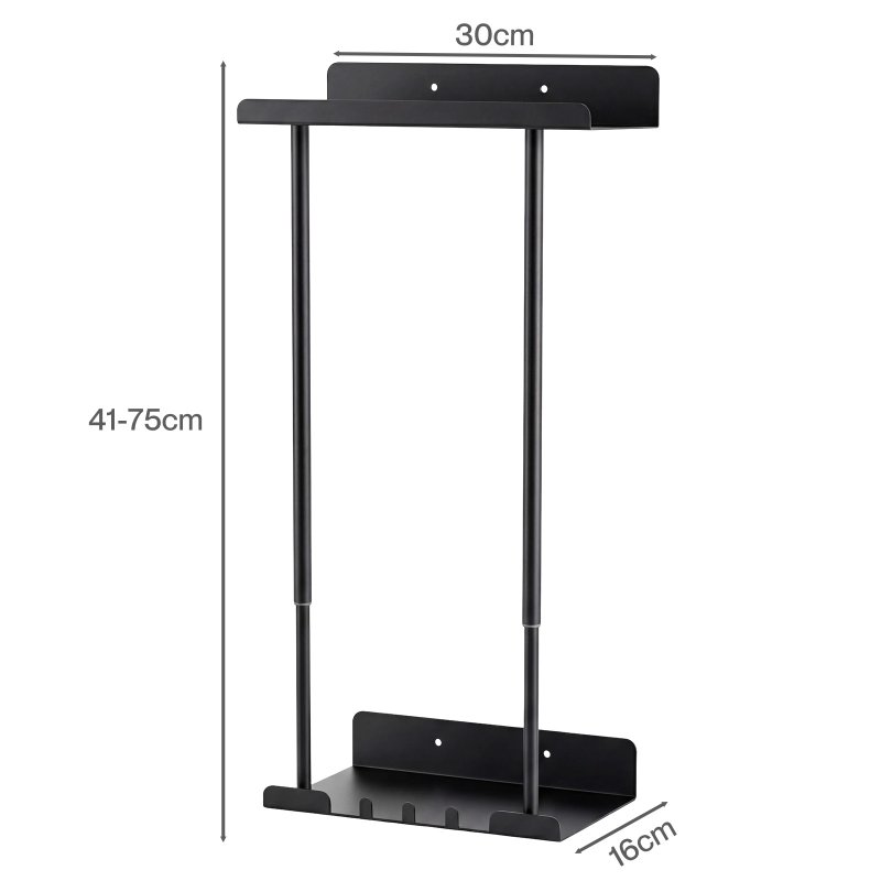 Levede Towel Rack Adjustable No Drilling Towel Holder Storage Wall Mounted Black