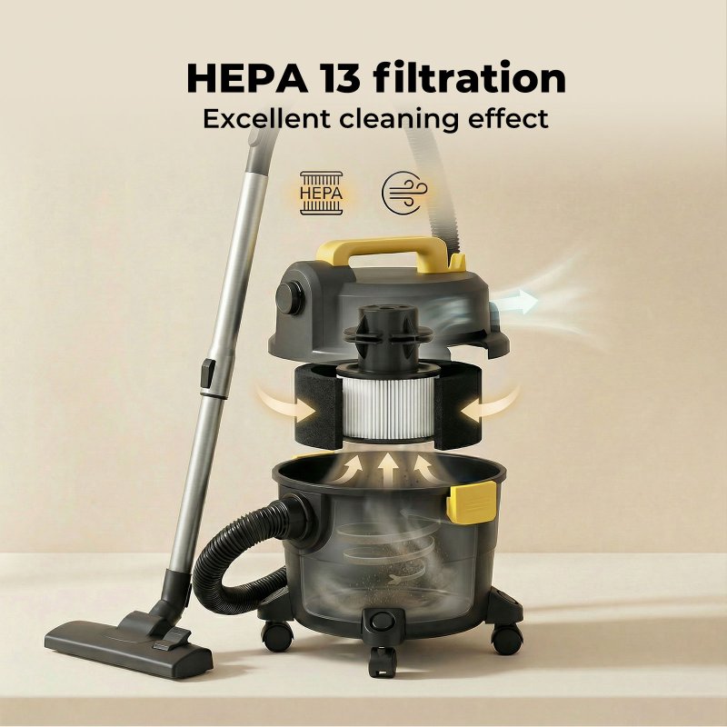 Spector Wet and Dry Cylinder Vacuum Cleaner Powerful Suction HEPA 1000W 15L