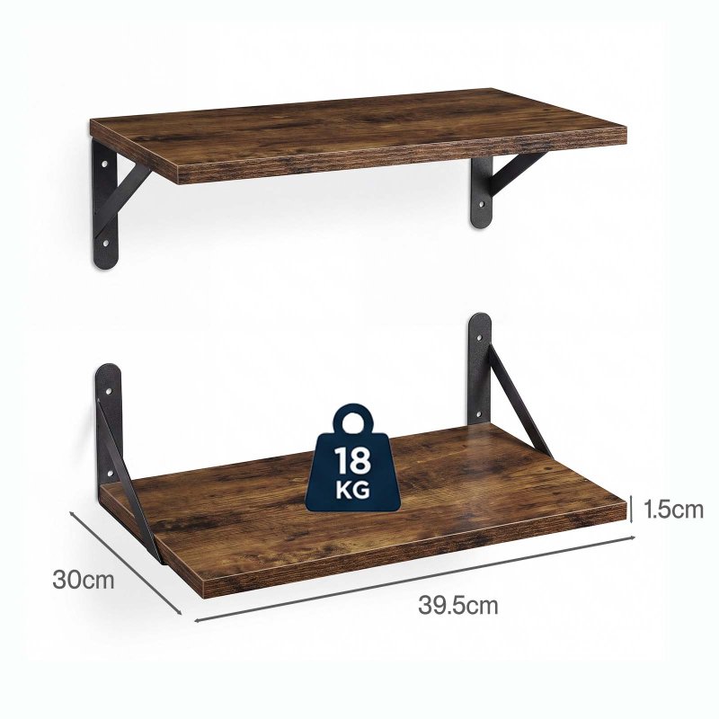 Levede Floating Shelves Wall Mounted Shelf Set of 2 Rustic Storage Shelves 39cm