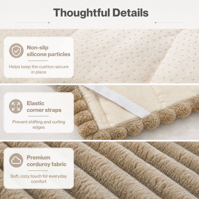 Marlow Corduroy Sofa Cover Pet Friendly Non Slip Washable 70 x 180cm Light Camel