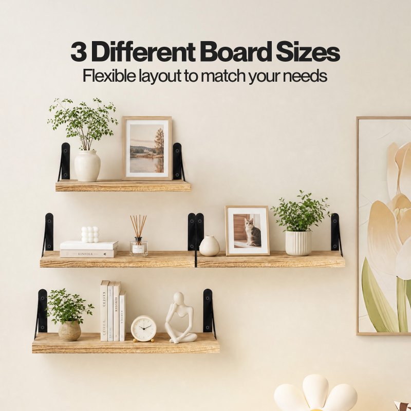 Levede Wall Mounted Floating Shelves Set of 4 Rustic Display Shelf Solid Wood