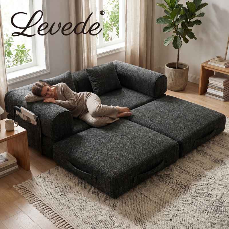 Levede Modular Sofa Bed 3 Seater Convertible Couch Oversize Folding Floor Bed