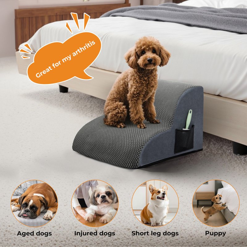 Skylos 2 Step Dog Ramp Pet Stairs for Small Dogs Bed Sofa Foam Non-Slip Washable