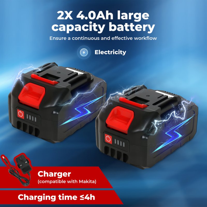 Traderight 21V Brushless Impact Wrench 1/2" Rattle Gun 2×4.0Ah 1200Nm Kit Set