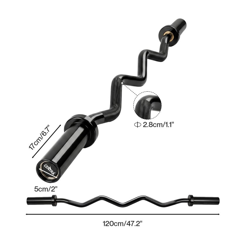 Centra EZ Arm Curl Bar Weight Lifting 4ft Olympic Barbell for 2
