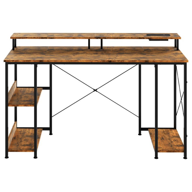 Levede Gaming Desk Computer Table with Monitor Shelf Power Outlets RGB Light