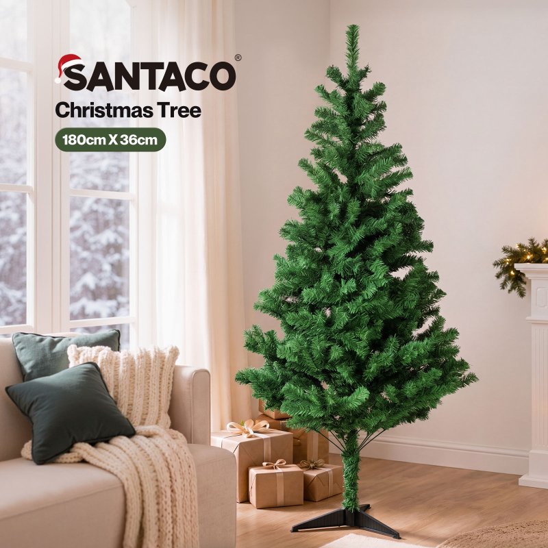 Santaco Christmas Tree 180Cm Artificial Xmas Spruce 483 PVC Stand Indoor Green
