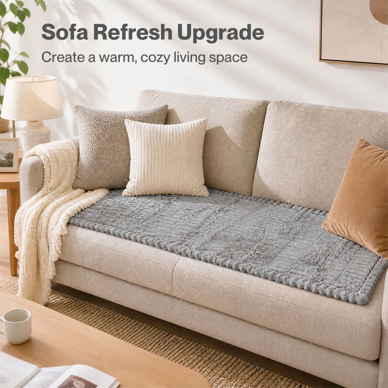 Marlow Corduroy Sofa Cover Pet Friendly Non Slip Washable 70 x 150cm Light Grey