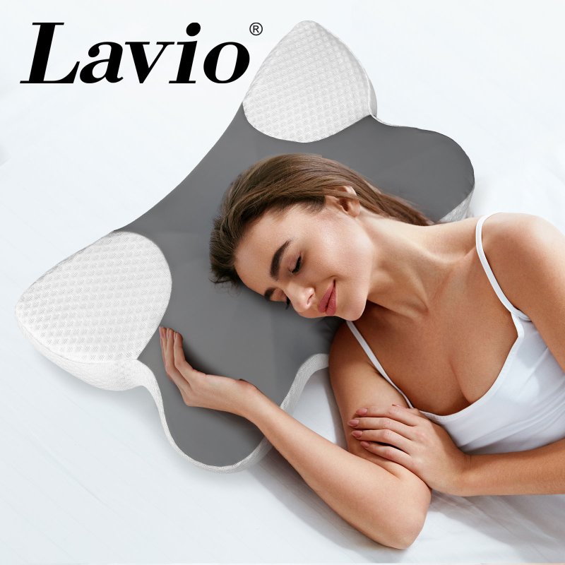 Lavio Ergonomic Cervical Memory Foam Pillow for Neck Pain Relief Cool Breathable