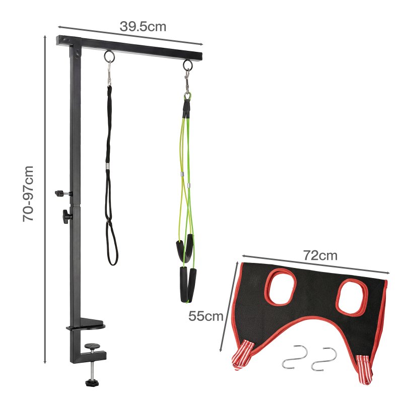 Skylos Dog Grooming Table Arm Adjustable 270 Steel Clamp Hammock for Home Black