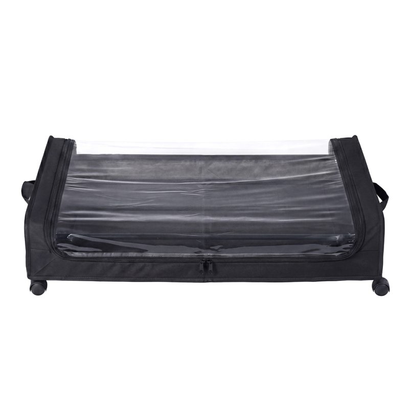 Levede Under Bed Storage Boxes with Lids, 46L x2, Rolling, Black, Oxford
