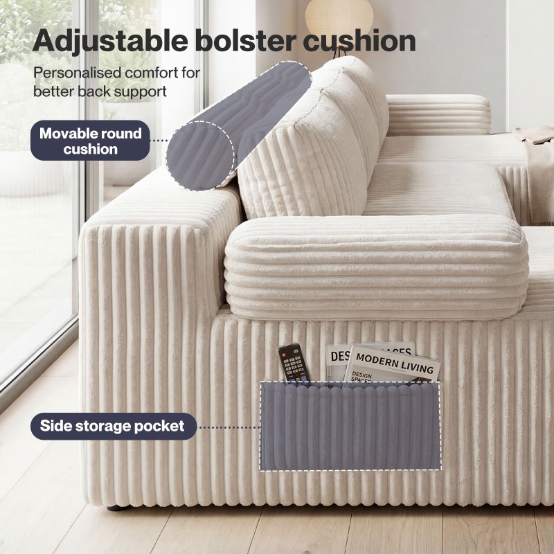 Levede Modular Sectional Sofa Bed 3 Seater U Shaped Convertible Soft Boneless