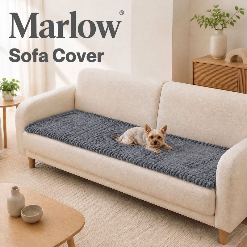 Marlow Corduroy Sofa Cover Pet Friendly Non Slip Washable 70 x 180cm Deep Grey