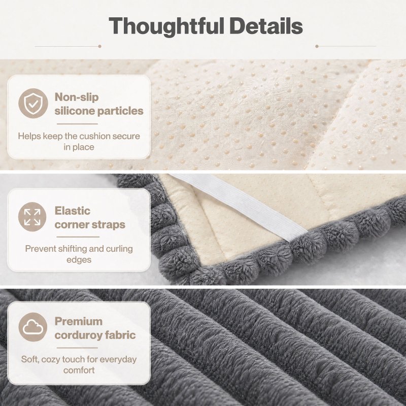 Marlow Corduroy Sofa Cover Pet Friendly Non Slip Washable 70 x 180cm Deep Grey