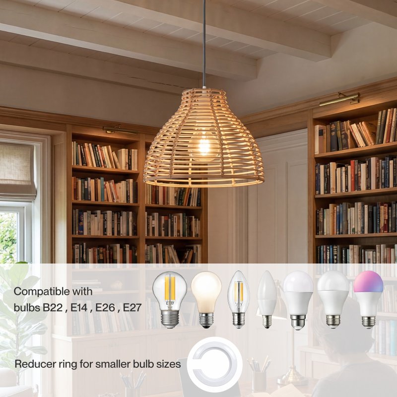 Emitto Ceiling Light Shade Wicker Basket Style Plastic Lampshade Pendant 2PCS