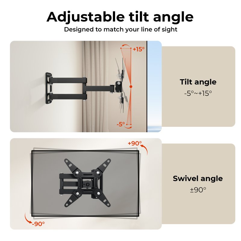 Levede TV Wall Bracket Mount Swing Arm Tilt Swivel 16