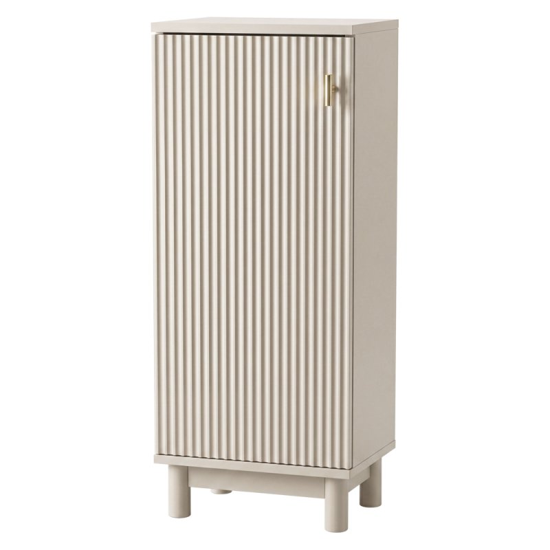 Levede Slim Bathroom Cabinet Tall Fluted Storage Cupboard Adjustable Shelf Cream