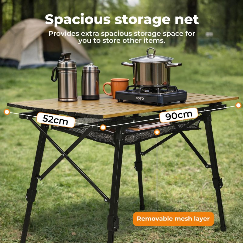 Levede Adjustable Folding Camping Table Aluminium Portable Picnic Desk 90x52cm