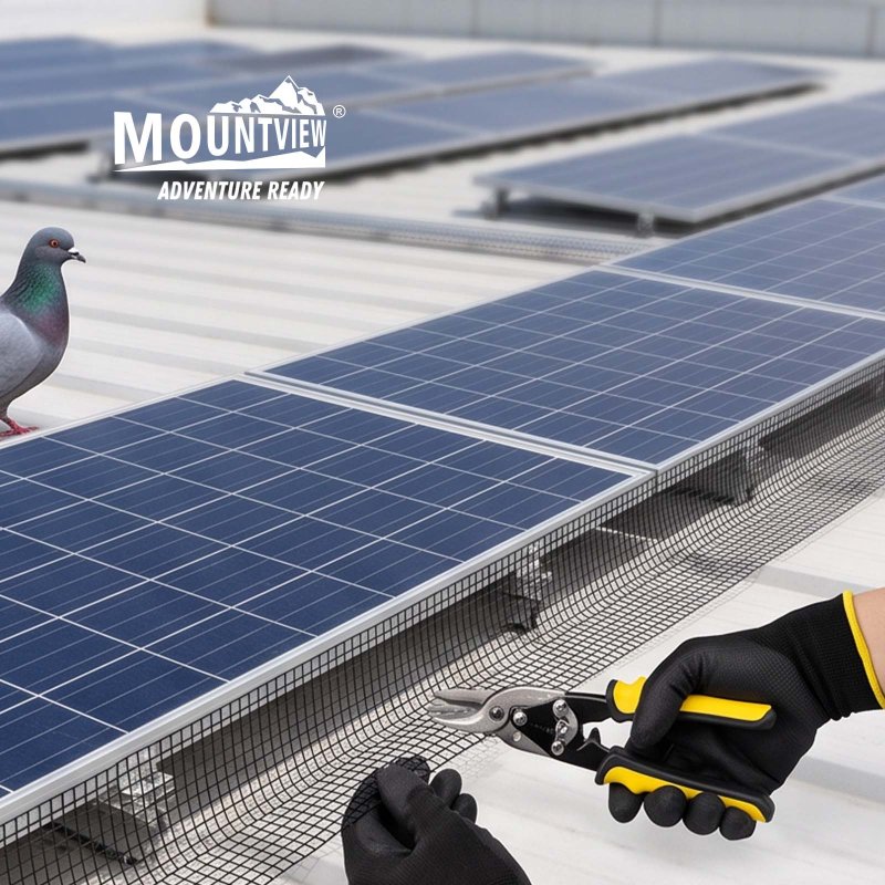 Mountview Bird Proofing Mesh Set PVC 60 Fixing Clips 30m for Solar Panel Black